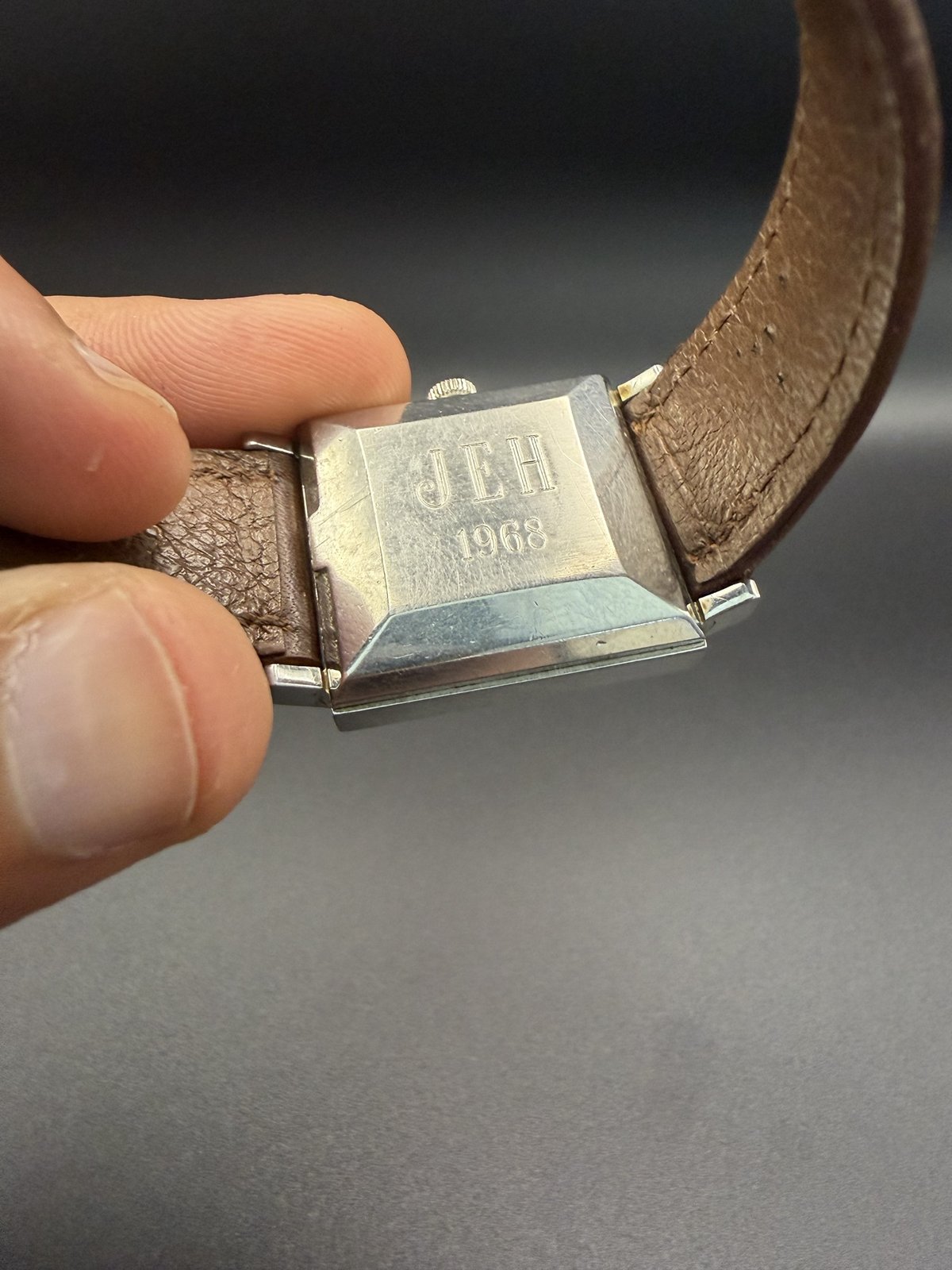 Omega caseback engraved JEH 1968