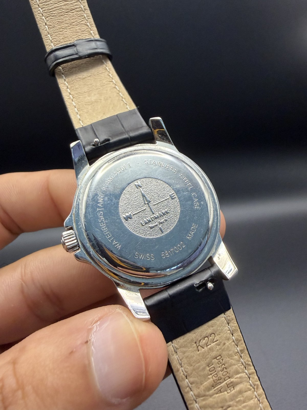 Revue Thommen Landmark caseback with compass engraving, Swiss made, 100 m water resistant