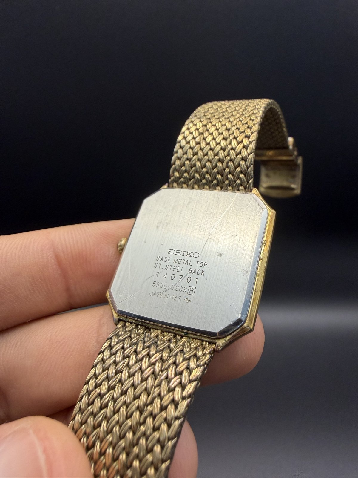 Seiko Lassale caseback engraved 5930-5209, stainless steel back, Japan